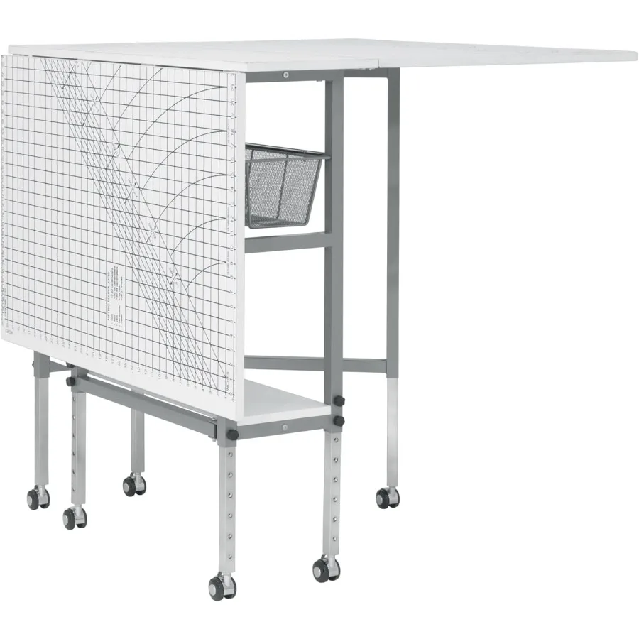 

Складной стол для хобби и режущей сетки 58,75 Ш x 36,5 Д Белый стол для декоративно-прикладного искусства с решетчатой столешницей и серебряными ящиками для хранения