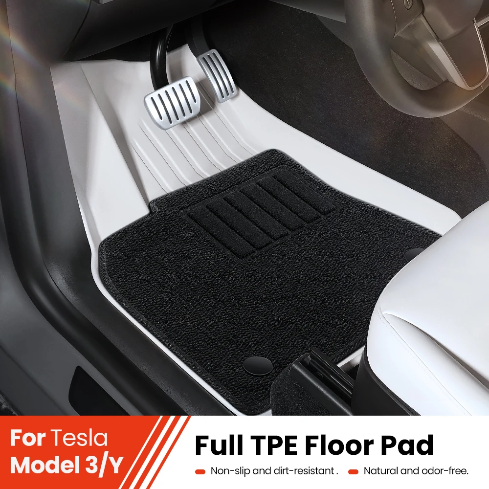 

TPE White Foot Pad For Tesla Model Y 3 Custom Floor Liner Fully Surrounded 2021-2023 Floor Mats Waterproof Non-Slip Carpet