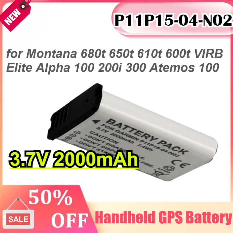 

For GARMIN P11P15-04-N02 361-00053-00 GPS Battery for Montana 680t 650t 610t 600t VIRB Elite Alpha 100 200i 300 Atemos 100