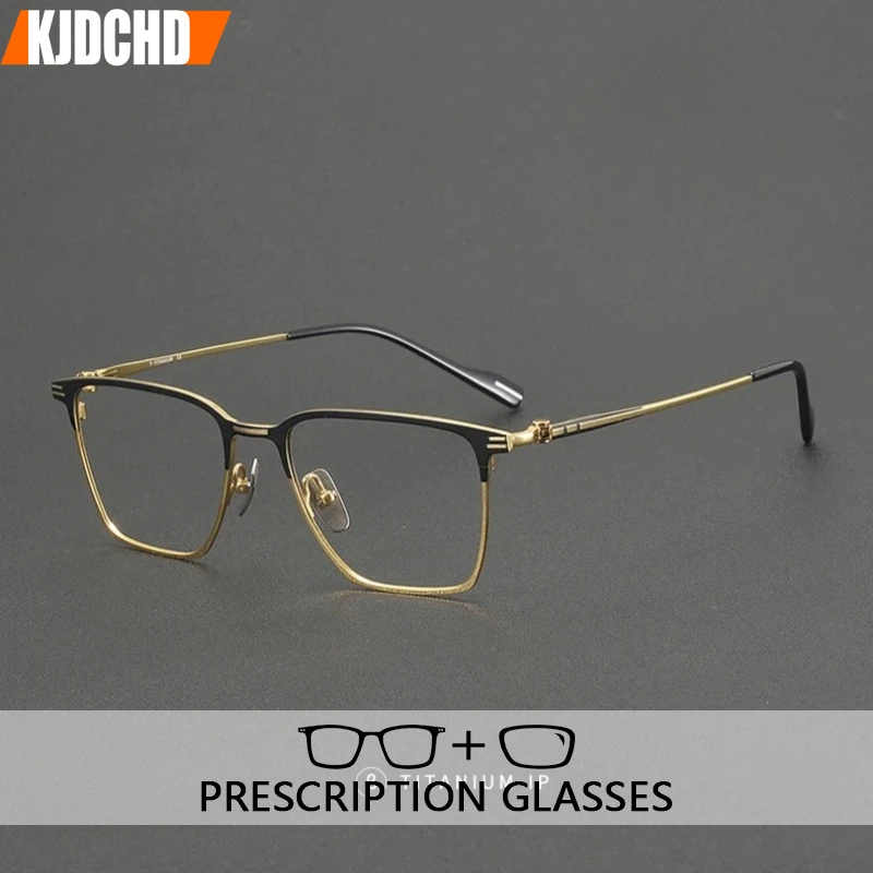 

Очки KJDCHD: Модные, из чистого титана, ручной работы, для зрения, мужские, деловые, в коробке, для чтения, с защитой от синего света