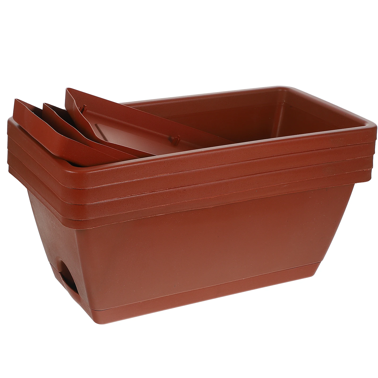 

4 Pcs Rectangular Plastic Planters Gray Small Size Trays for Windows Balcony Garden Outdoor Bonsai Cactus Succulent