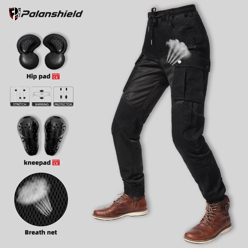 

Summer Mesh ventilation Motorcycle Jeans moto Pant Breathable Small foot circumference Motocross Trousers with Protective Gear