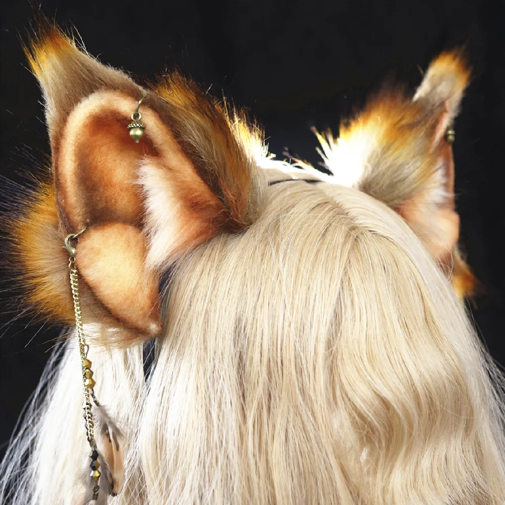 New Arrived Squirrel Ears Hairhoop Earrings Headwear Golden Brown Custom Made