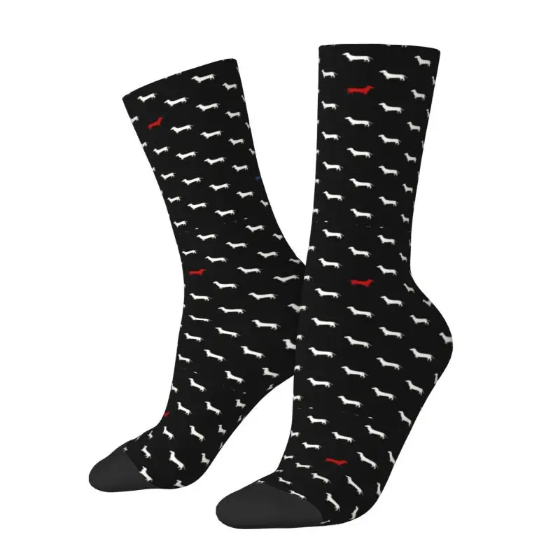 Dachshund Dress Socks Men Women Warm Funny Novelty Badger Sausage the Wiener Dog Crew Socks