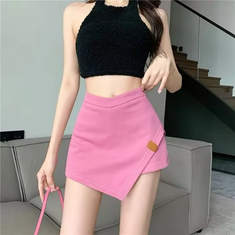 Hot Girl V-Waisted Irregular Culottes 2026 Summer High Waist Y2k Casual Bottoms For Ladies Female Hip-wrapping Hot Pants Shorts