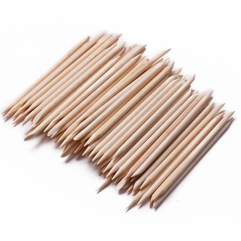 20/50/100/200本入り オレンジウッドスティック 両頭キューティクルプッシャー キューティクル除去ツール ラインストーンピッキング マニキュアスティックツール