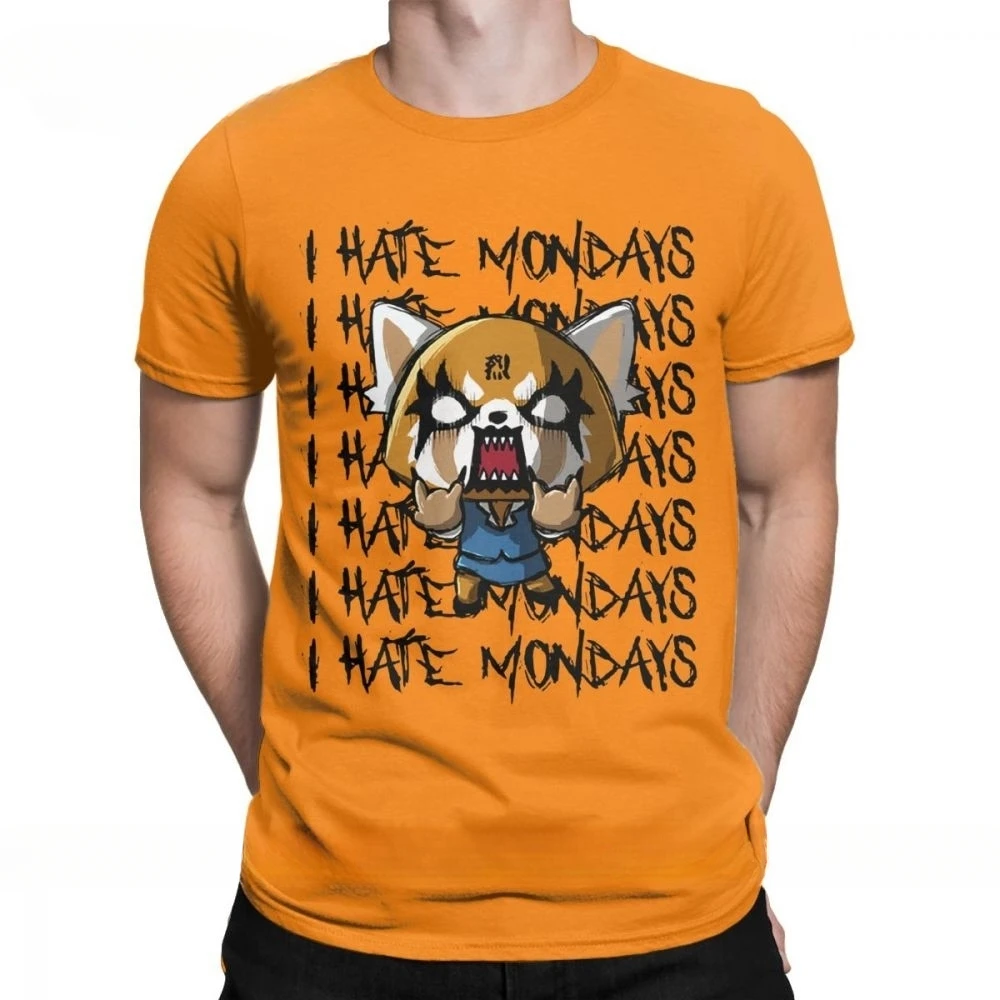 Men Aggressive Retsuko I Hate Monday T Shirts 100% Cotton Clothes Funny Short Sleeve O Neck Tees Printing T-Shirts