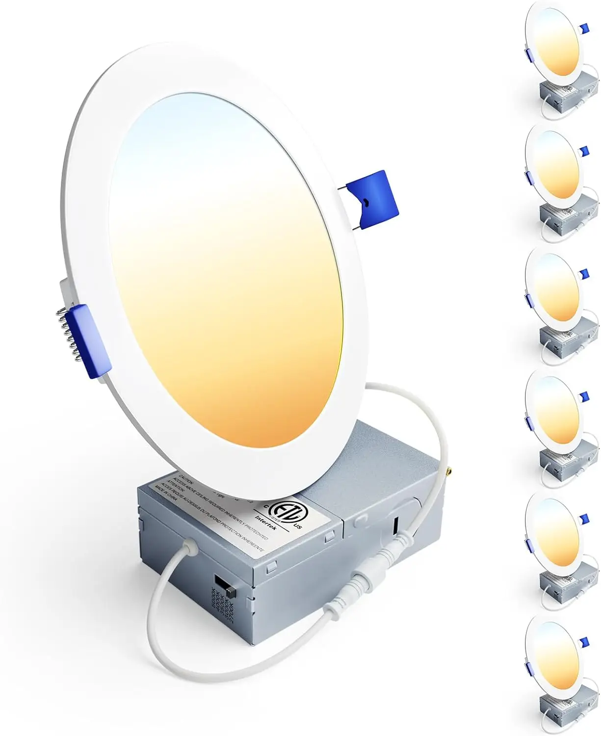 

Набор из 6 светодиодных встраиваемых светильников 6 дюймов, диммируемые 2700K-5000K, 1200 лм, высокая яркость, 12 Вт, ультратонкие безкорпусные потолочные светильники-вафли