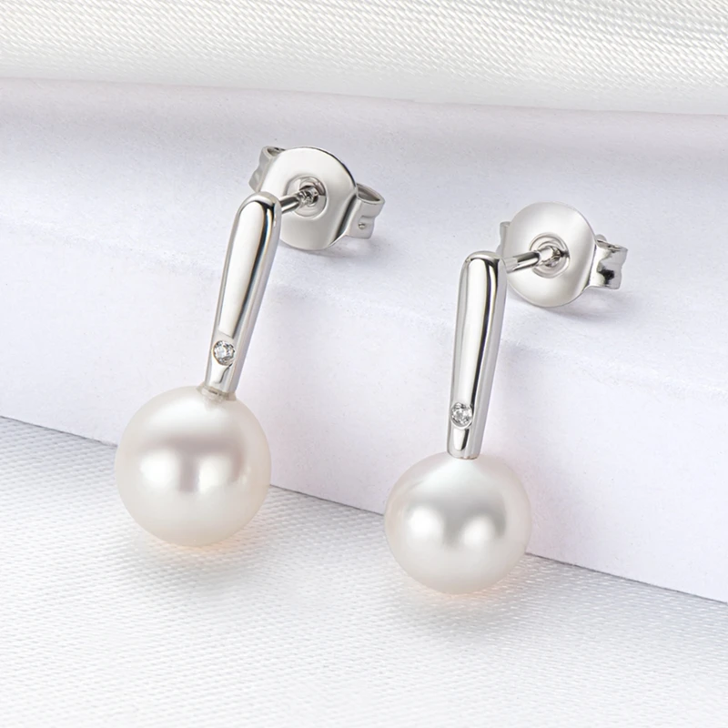 AINUOSH Korean 6.5-7mm Nature Freshwater Pearl Earrings 925 Sterling Silver Stud Earring For Women Elegant Pearls Jewelry
