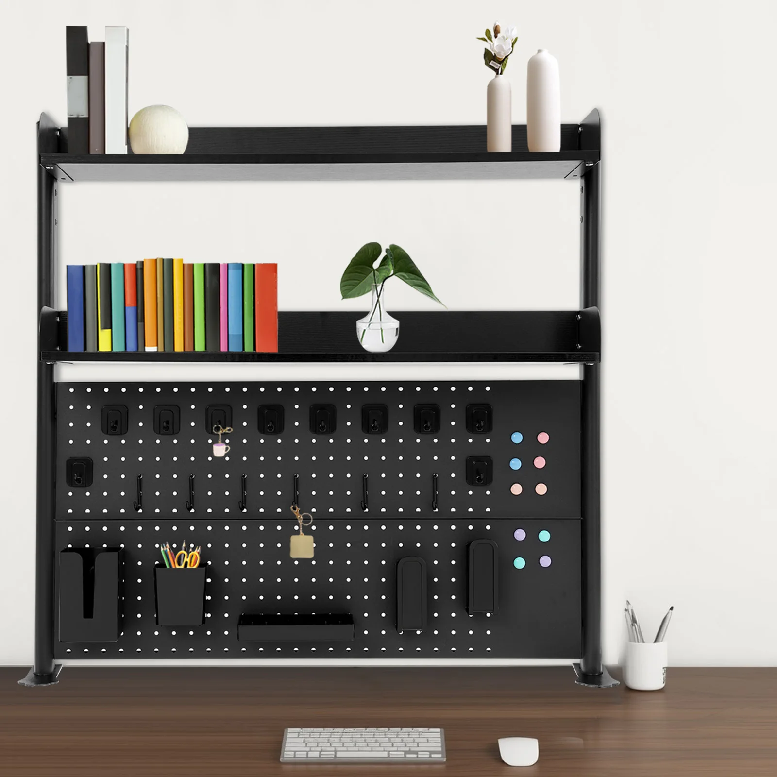 

Multipurpose Clip-on Desk Organiser 2 Shelves Black Space-saving for Desktop Storage in Study Rooms Bedrooms Children's Rooms