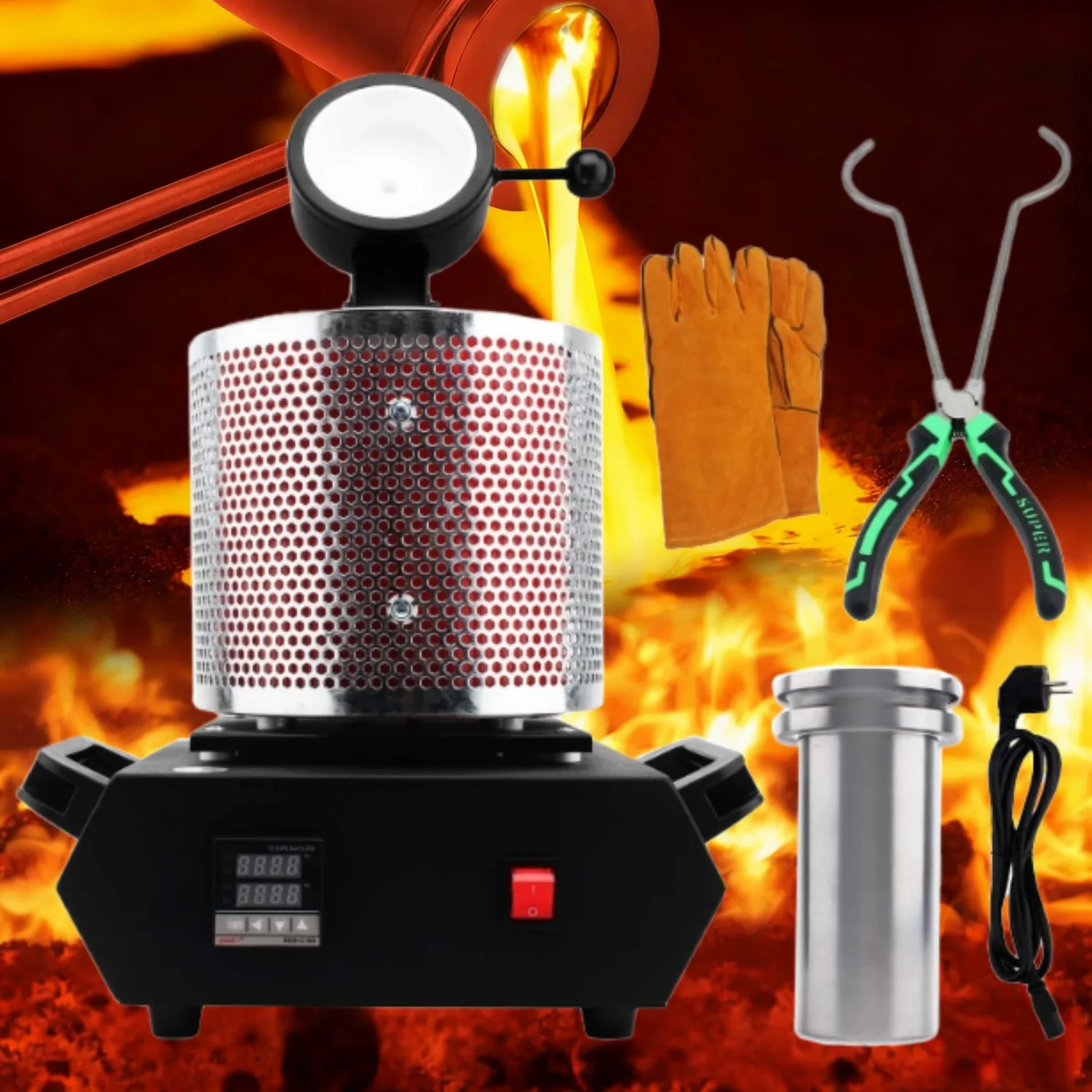

3KG Mesh-Equipped Digital Metal Melting Furnace: 1600W 1100℃ Portable Smelter for Gold/Silver/Aluminum Jewelry Refining