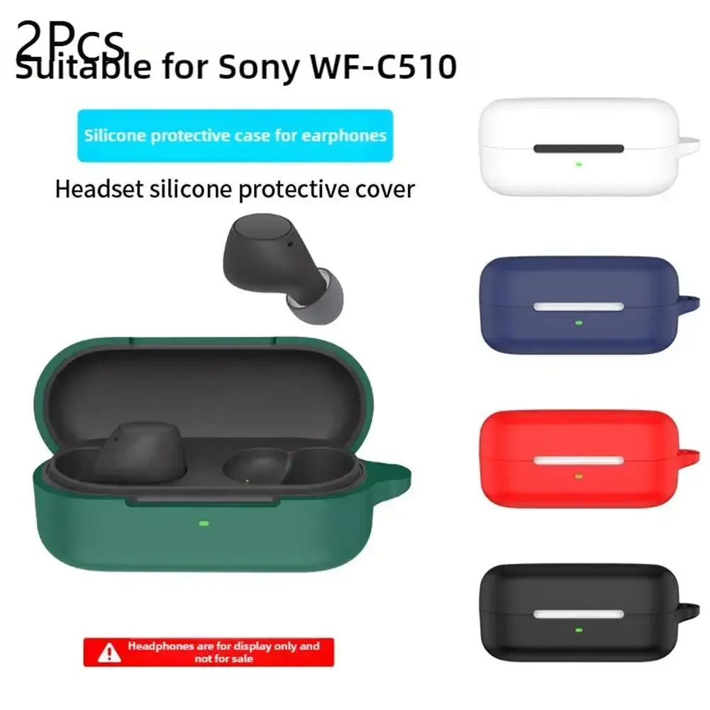 2 pçs para WF-C510 fone de ouvido capa de silicone para sony WF-C510anti-queda poeira carregamento bin caso de orelha silicone caso de fone de ouvido earp