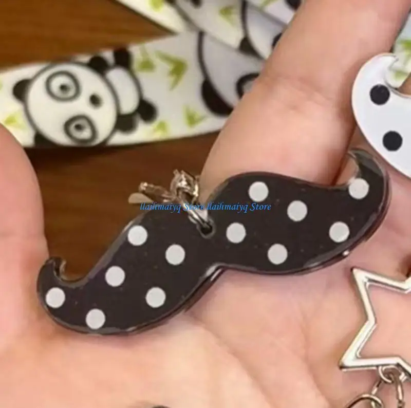 573B Fun Cartoon Mustache Acrylic Keychain For Keys Backpacks And Gifts Lightweight And Sturdy 5Cm Long Holder Accessory
