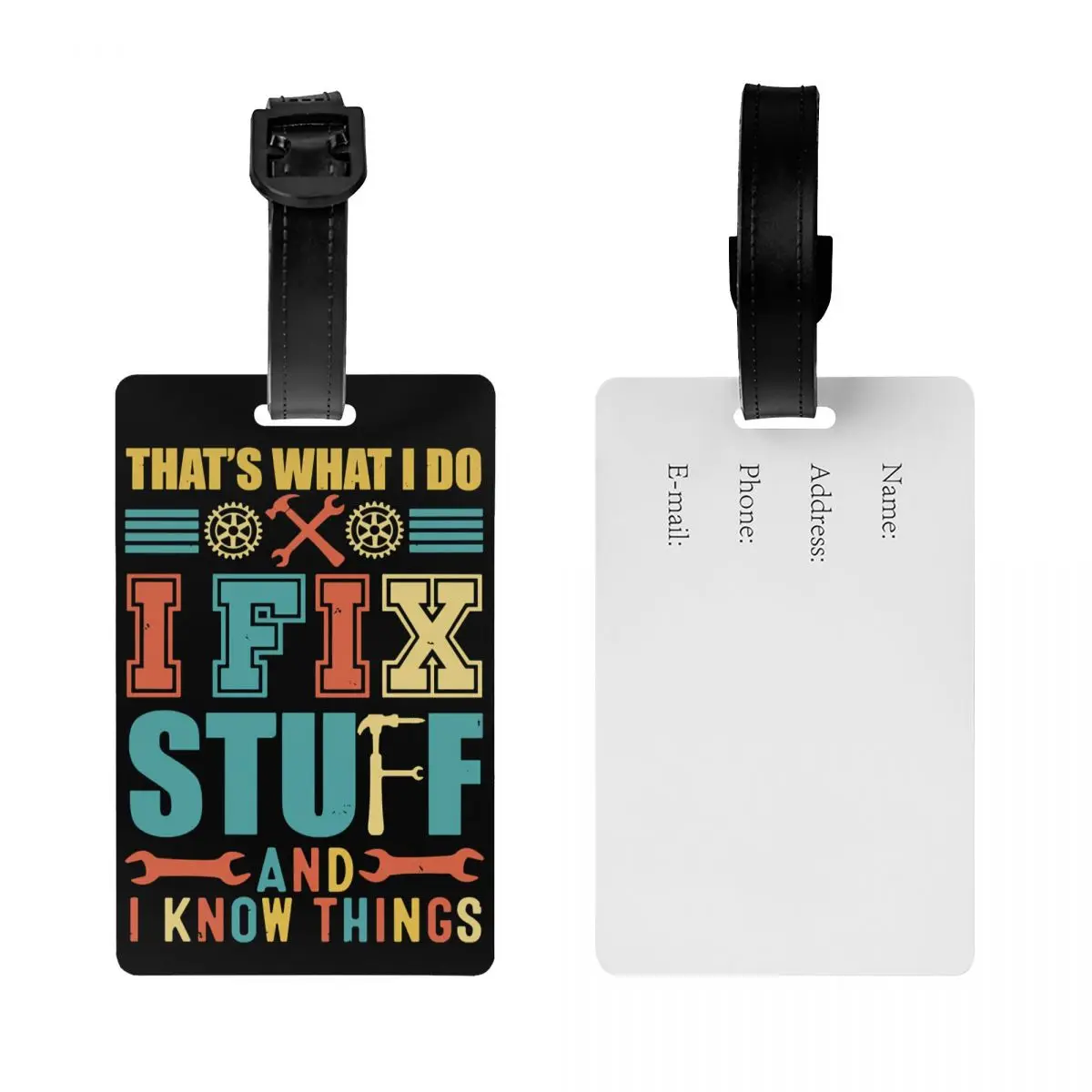 Custom I Fix Stuff Luggage Tags Custom Mechanic Engineer Gift Baggage Tags Privacy Cover Name ID Card