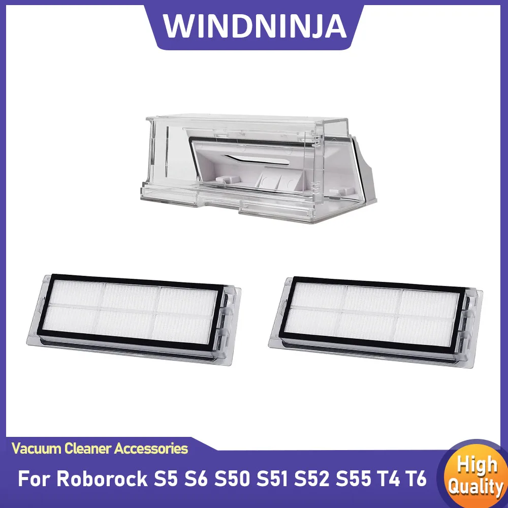 For Roborock S5 S6 S50 S51 S52 S55 T4 T6 Robot Vacuum Cleaner Accessories Dustbin Dust Box Hepa Filter Dust Collector Box Parts