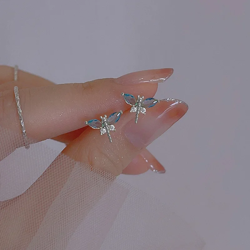 925 Sterling Silber Kristall Libelle Stud Ohrringe Für Frau Weihnachten Geschenke Piercing Schmuck Aretes De Mujer Party Geschenke