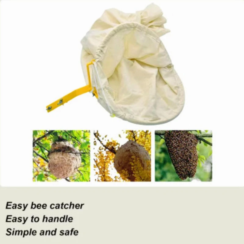 

2025 new designer promotional durable eco-friendly cotton canvas pull rope beekeeping tool bag heavy duty bee colony capture bag