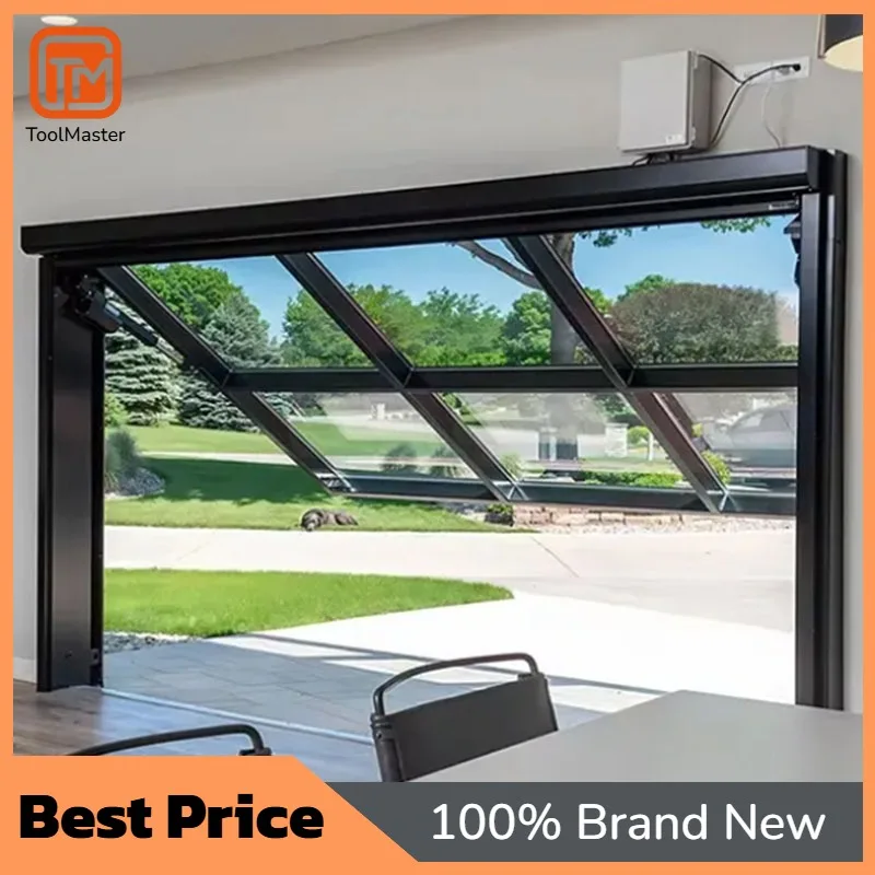 【Hot Sale】Customized Modern One Piece Whole Plate Glass Tilt-Up Garage Door Motorized Insulated Overhead Aluminum Alloy Finish F