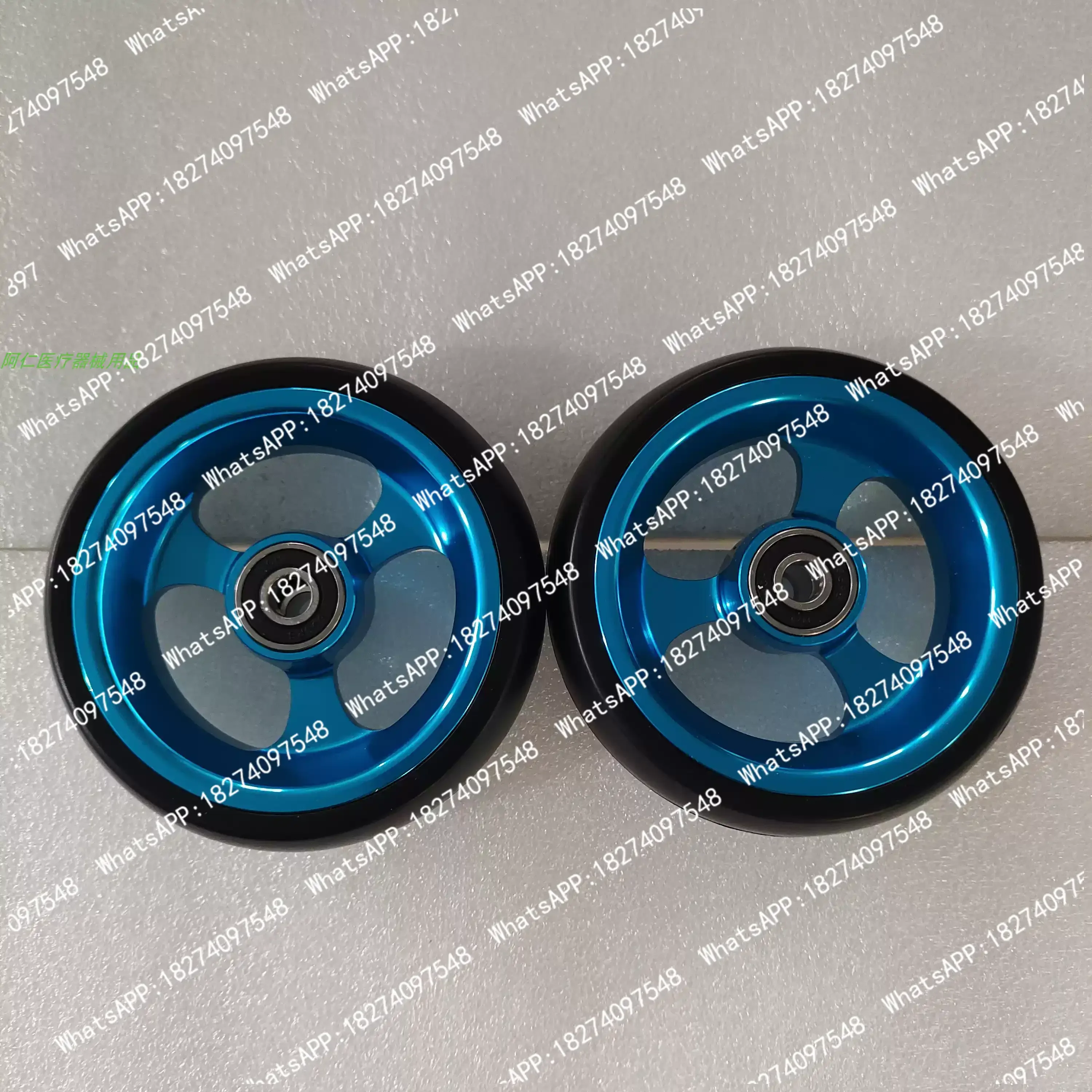 1 Pair of 4In/5In Wheelchair Front Wheels Replacement Wheelchair Wheels Assembly High-speed Silent PU Solid Tires
