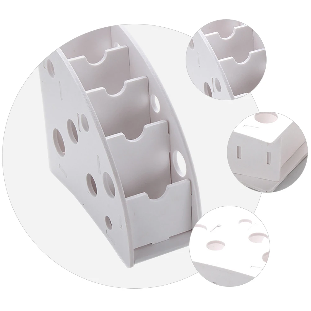 

Multifunctional Remote Controller Holder Desktop Storage Box White Wood Plastic Assemble Organizer Space-Saving