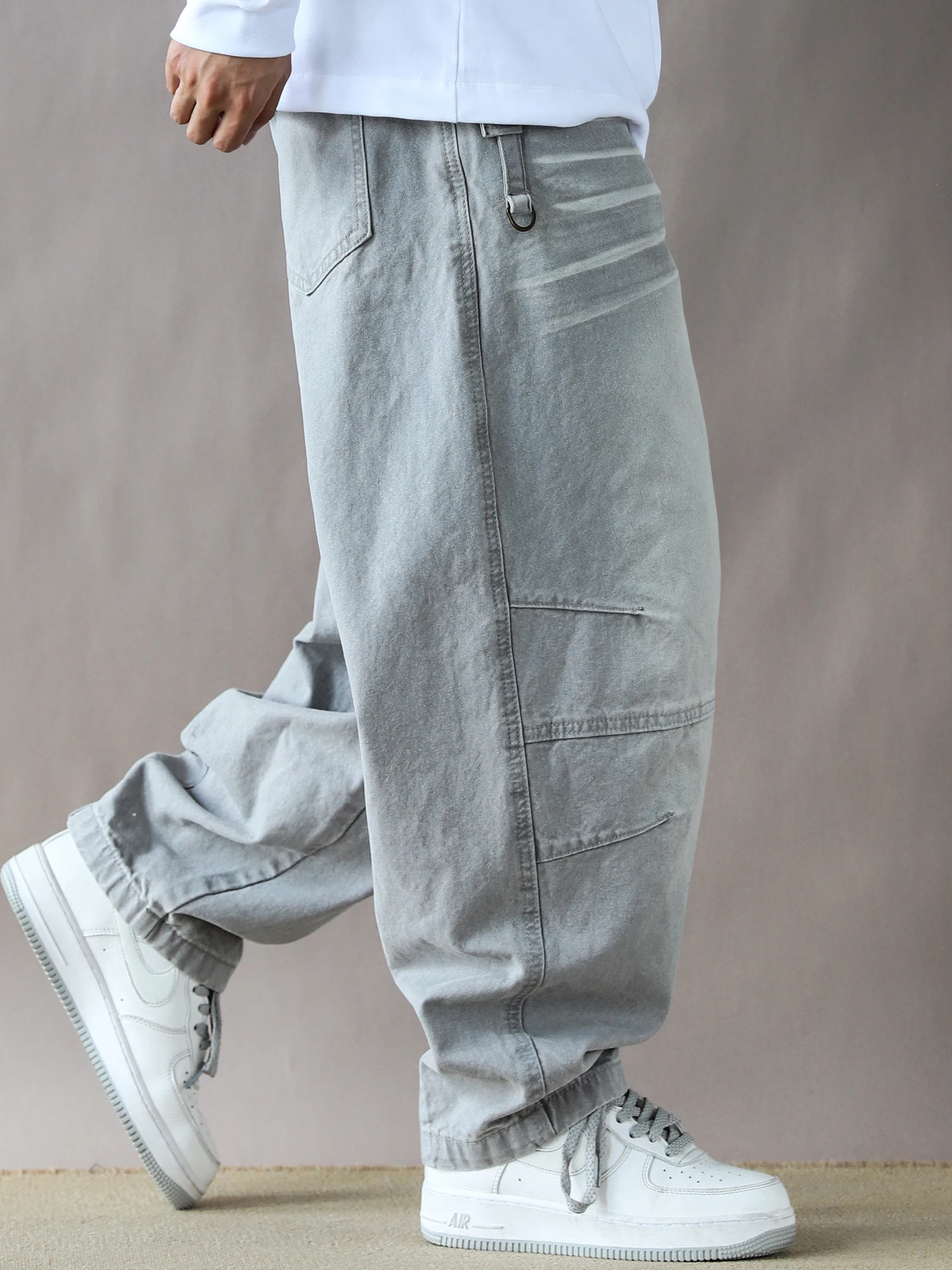 

Мужские повседневные брюки в стиле рабочей одежды, свободного прямого кроя, со средней посадкой, в гонконгском стиле, модные, хлопковые, для отдыха