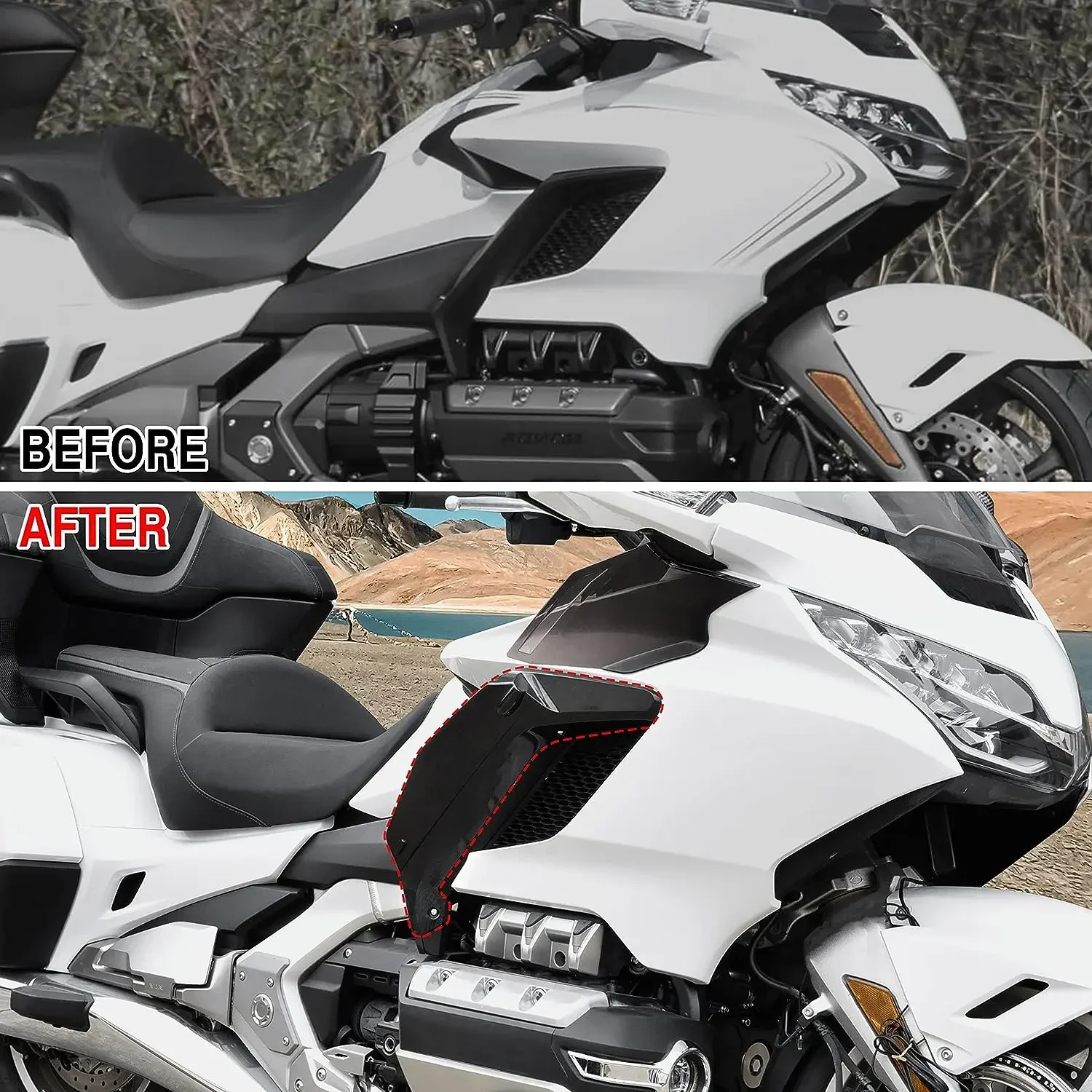 Motorcycle Black Adjustable Windshield Side Wing Windshields Air Deflector Plastic For Honda Gold Wing GL1800D Tour 2018-2022 23