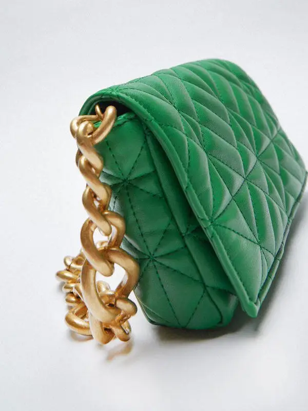 Green Retro Chain Diamond Pattern Underarm Bag Commute Single Shoulder Small Square Bag Versatile Hobo Bag for Men And Women