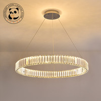 Nordic Modern Pendant Lamps Simple Light Luxury Annular Crystal LED Ceiling Chandelier Restaurant Hanglamp Woonkamer Luminaria