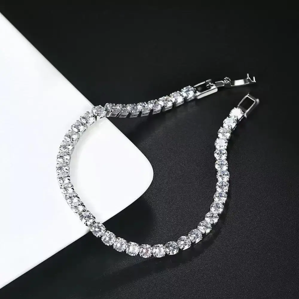 3 mm 925er Sterlingsilber Zircom-Kettenarmband für Damen und Herren, schöne Blumenkette, modisch, für Hochzeit, Party, niedlicher Schmuck für Damen