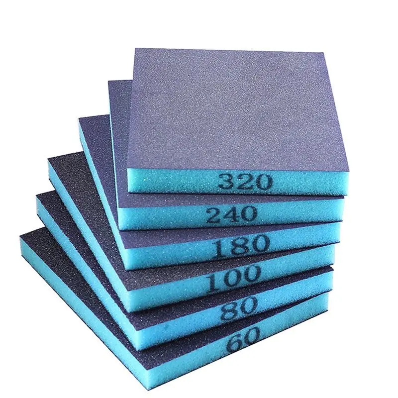 ABNH 6Pcs Sanding Sponge, 60/80/100/180/240/320 Grit, Double Sided Sanding Block, Wet and Dry Dual Use for Wood Metal Wall