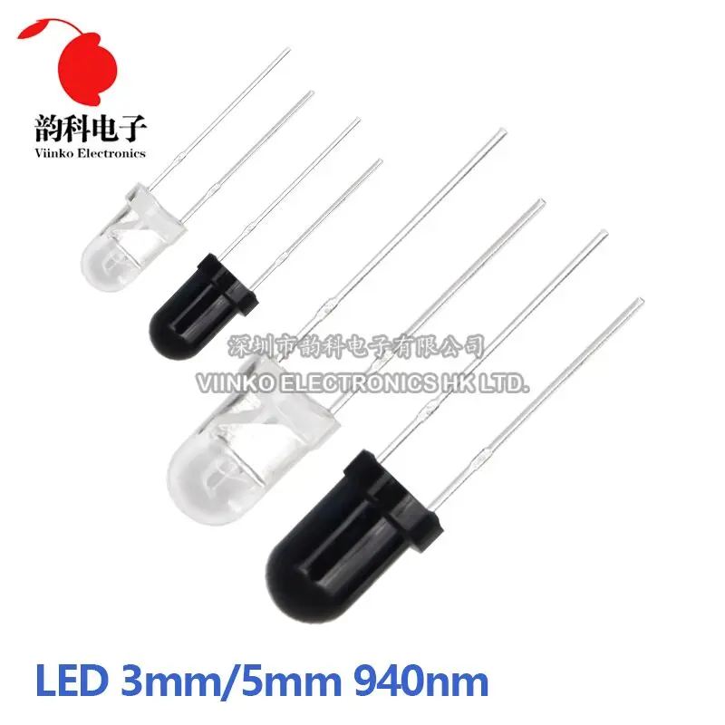 10pairs 3mm 5mm 940nm LED Infrared Emitter and IR Receiver Diode Diodes 301A for arduino