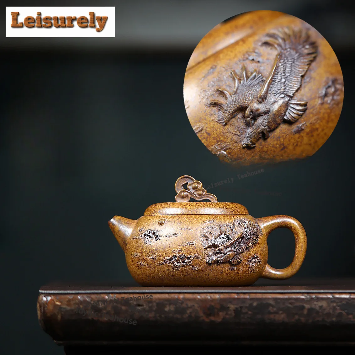 260ml Classic Yixing Purple Clay Teapots Handmade Big Eagle Pot Raw Ore Wood-fired Porcelain Mud Tea Infuser Kettle Zisha Teaset