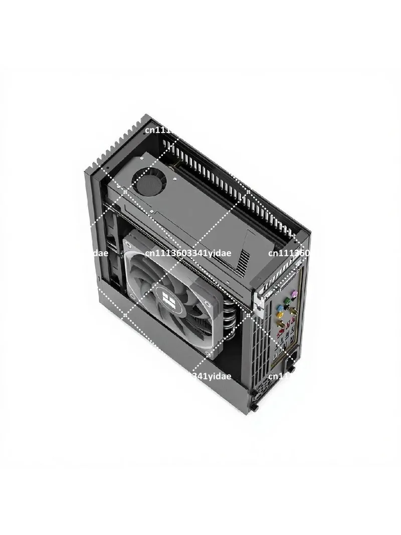Mini ITX Aluminum Alloy CNC Case, 4.9L Flex ATX Compatible for Half-Height GPU & 1U Power Supply