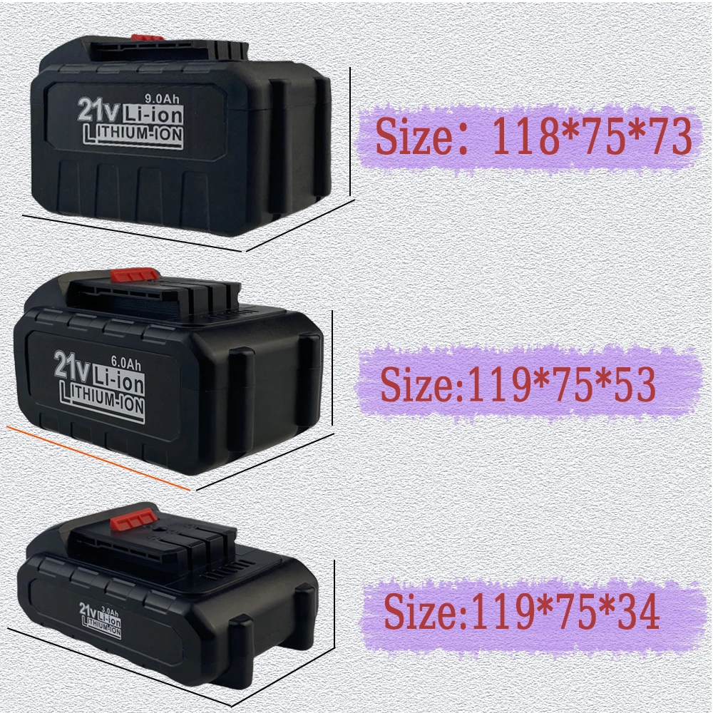 21V rechargeable lithium-ion power tool battery 3000mAh, 6000mAh, 9000mAh, 5S1P, 5S2P, 5S3P, fast charging lithium-ion battery