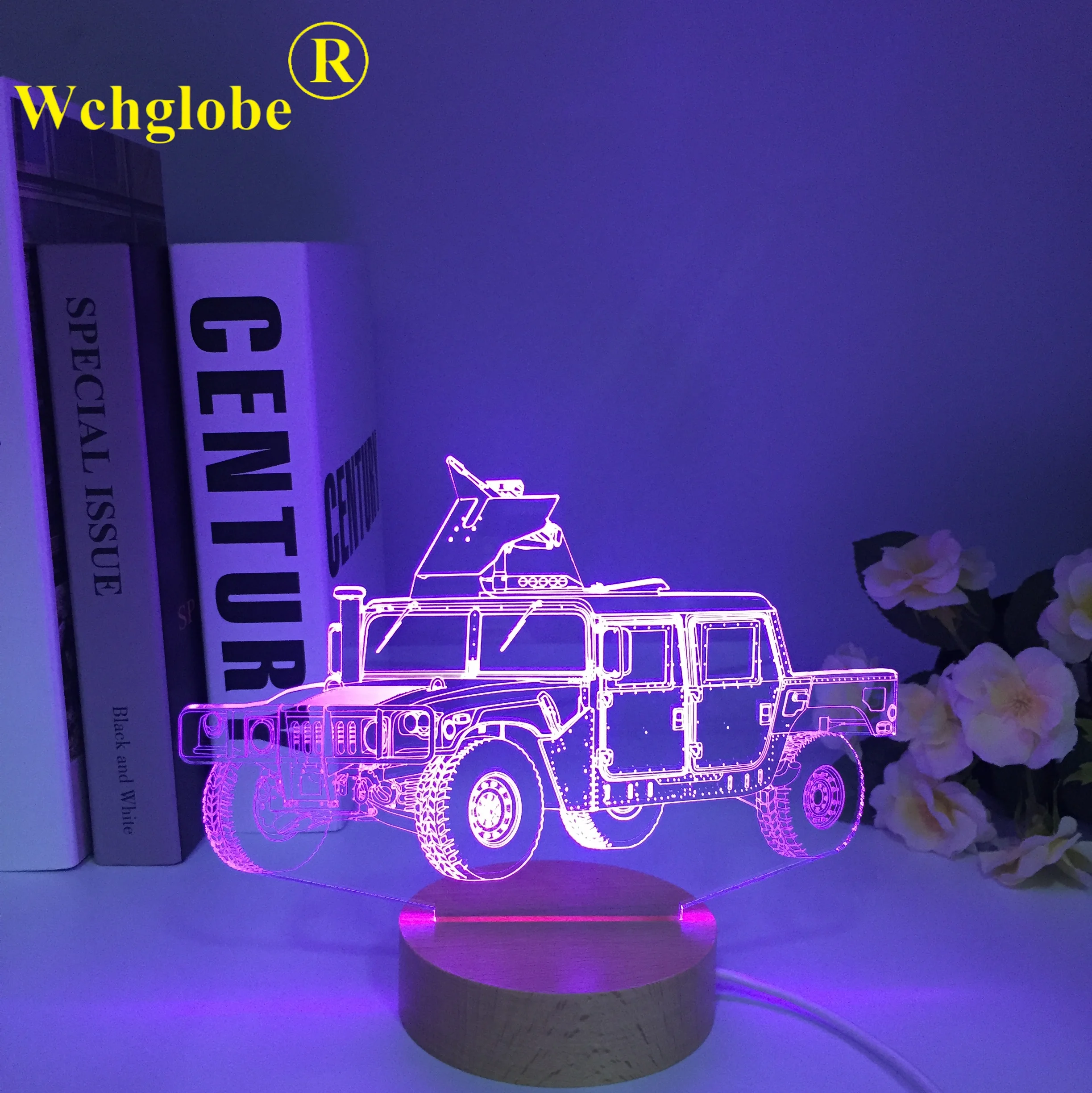 3D Illusion Lamp Military Car Nightlight for Child Decor Wooden Colors Changing Atmosphere Event Prize Led Night Light Supercar