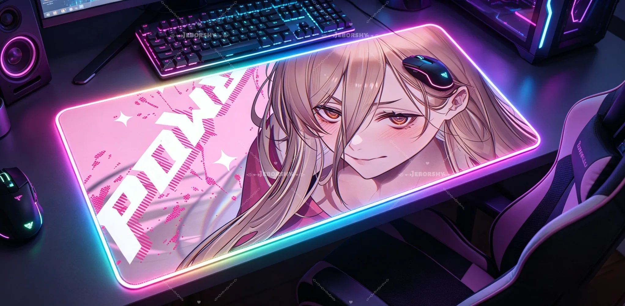 

Коврик для мыши RGB с нескользящим резиновым основанием C-chainsaw, ManPower, для ноутбука, геймеров, клавиатуры, офиса, компьютера, игрового стола