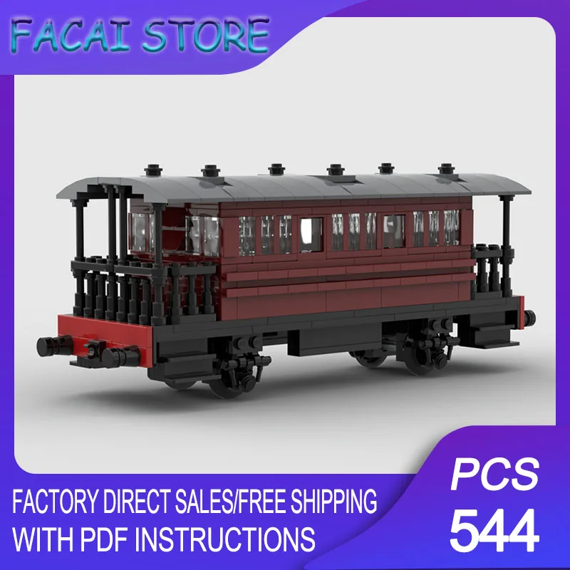 

Railway Train Model Moc Building Bricks Modular 4-Wheel Coach Train Model Technology Blocks Christmas DIY Toy Construction Gifts