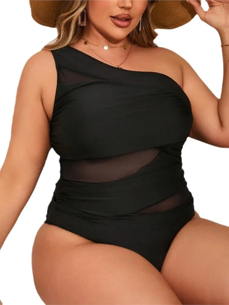ワンピースプラスサイズハイウエストビキニ女性プッシュアップ大きいサイズ水着夏女性ビッグサイズお腹コントロール水着ビキニセット