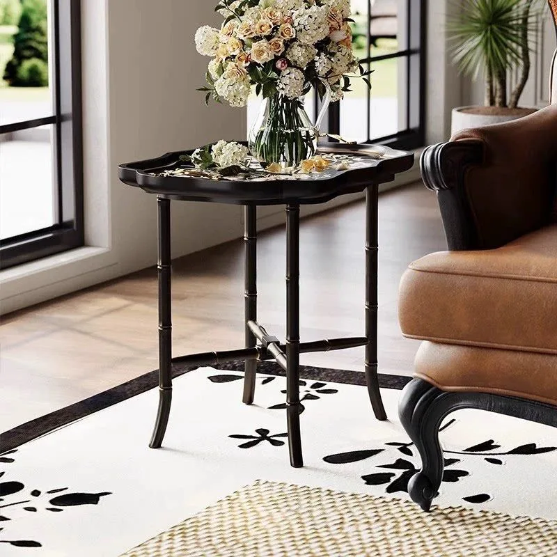 Side sofa corner corner small coffee table American retro living room small table side table painted small apartment art square