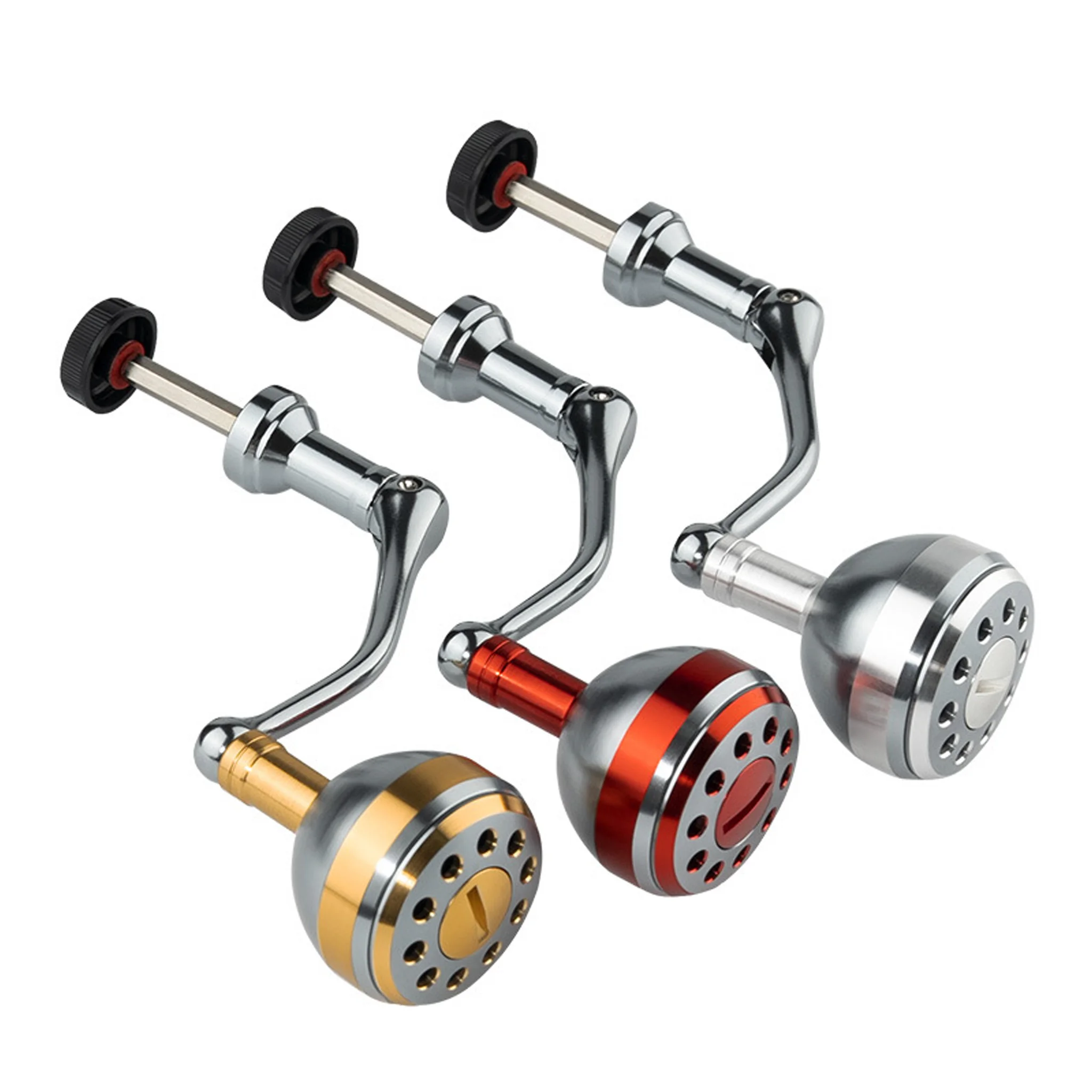 1 pc molinetes de pesca giratórios 500-12000 alça de substituição metal bola aperto liga de alumínio dobrável múltiplas cores alça