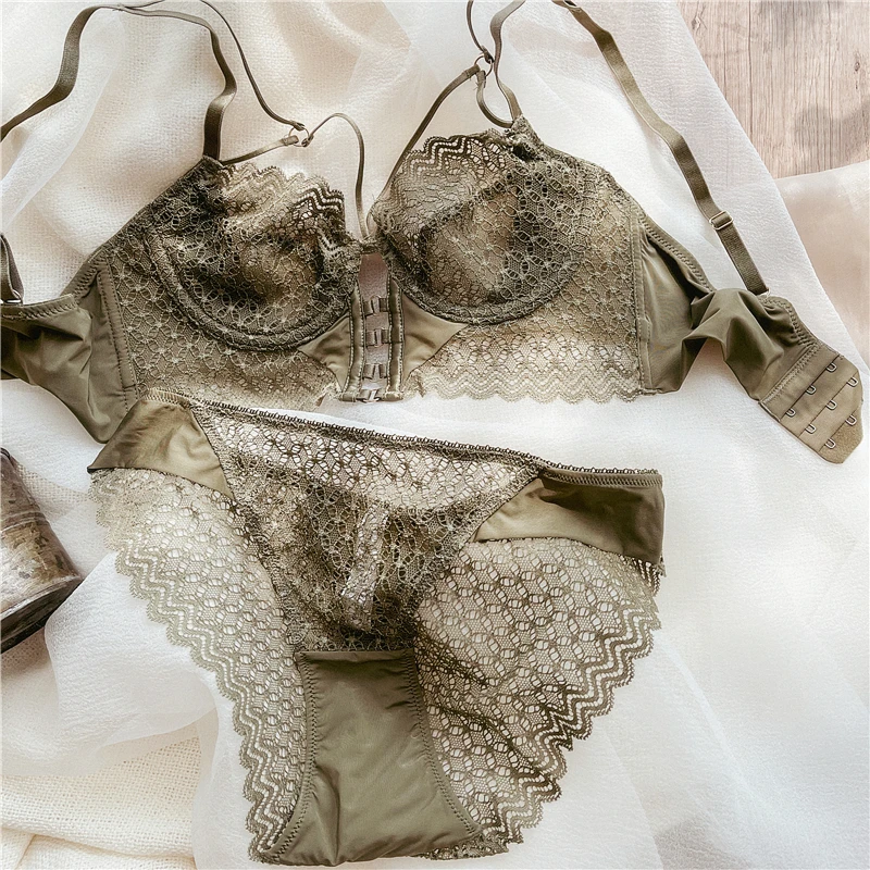 Teenage sexy ultra-thin lace bra set push up soft steel ring on the top of the collection of breasts underwear women lingerie