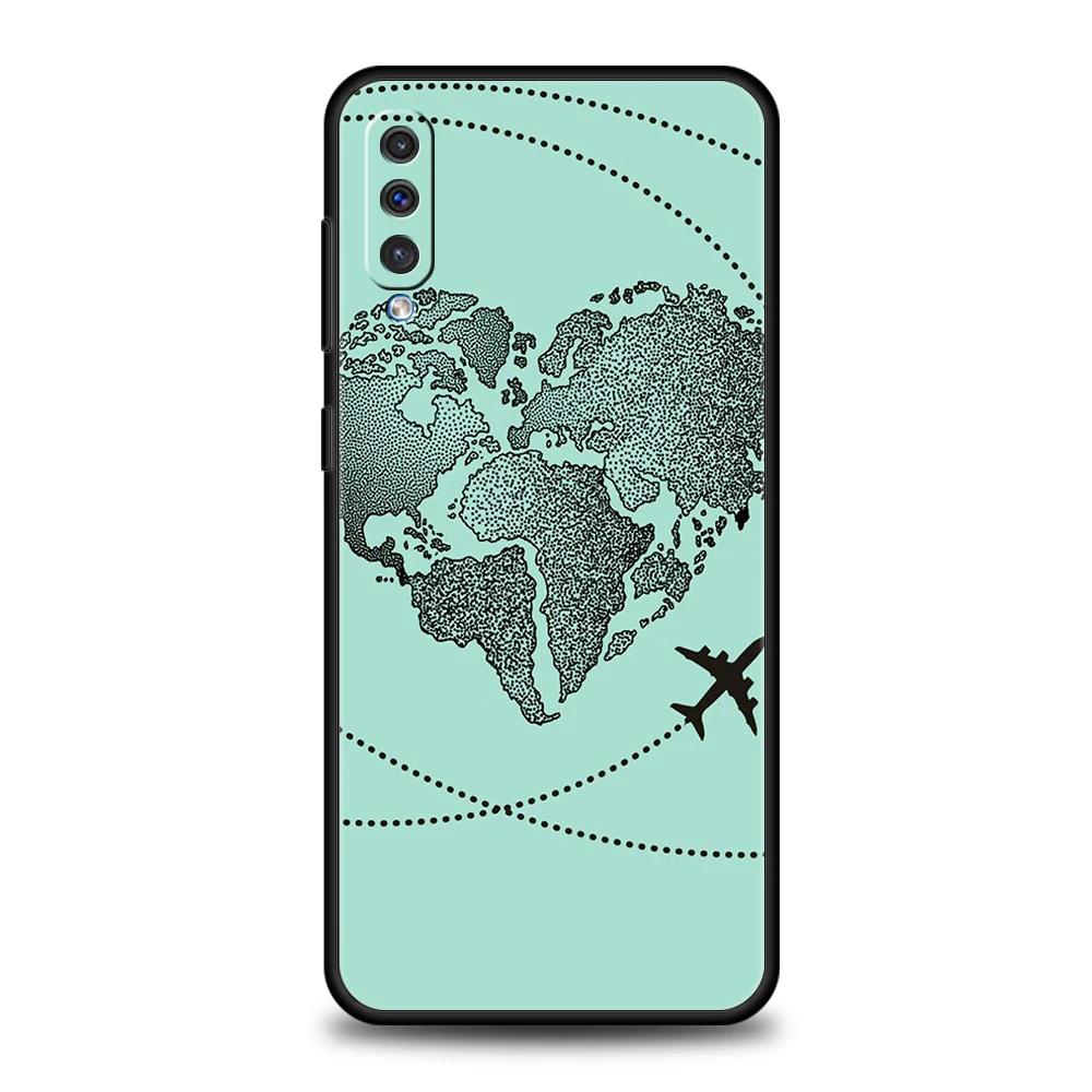 Travel-Inspired Airplane Route Phone Case for Samsung Galaxy A24 A13 A53 A73 A33 A22 A12 A02 A03 A05 A70 A50 A10 A20 5G Shell