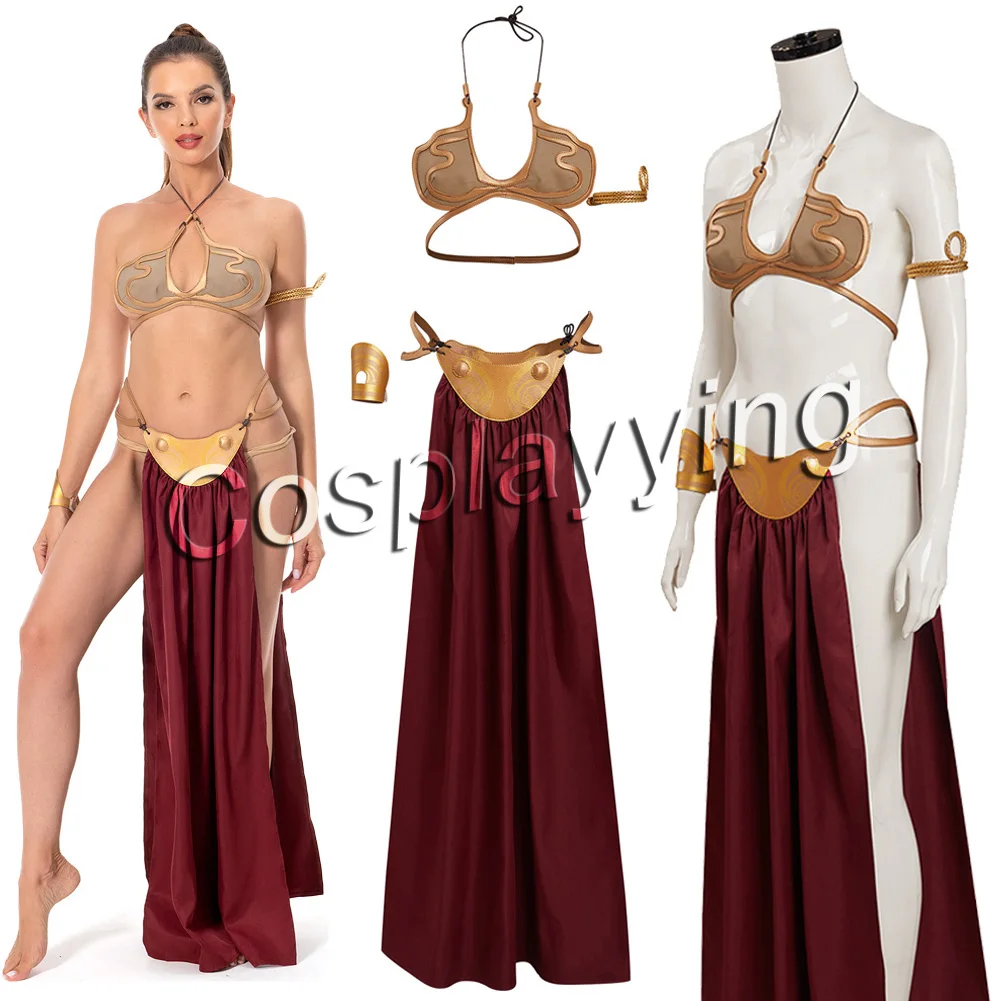

Leia Cosplay Fantasia Sexy Slave Uniform Movie Space Battle Costume Bikini Set Adult Women Fantasy Fancy Dress Clothes