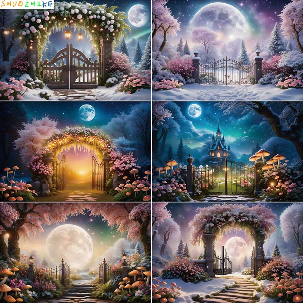 

Snow Winter Fairy Birthday Photography Backdrop Children Enchanted Garden Party Background Custom Photo Studio Back Drop