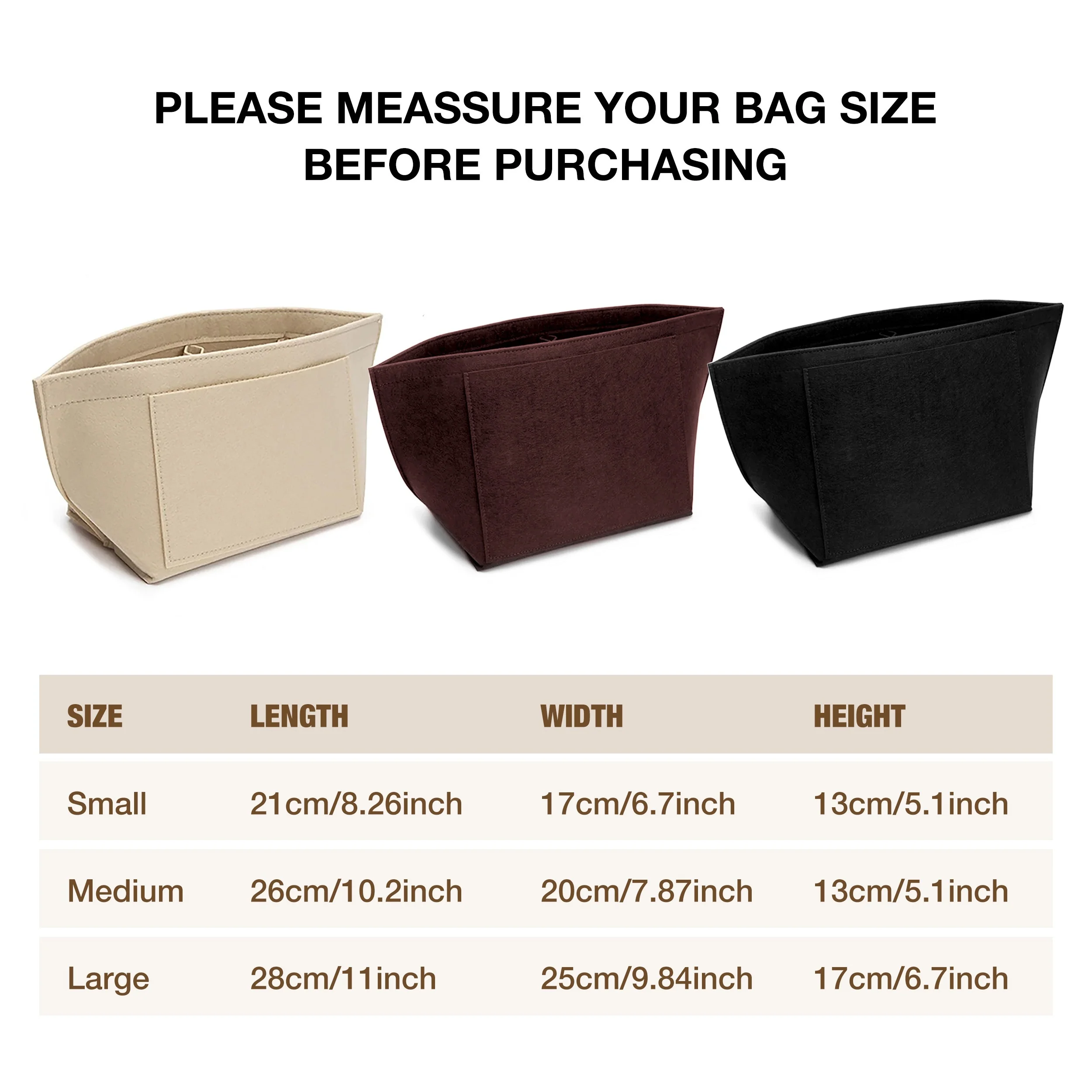 Felt Insert Bag Fits For Longchamp Handbag Liner Bag Felt Cloth Makeup Bag Support Travel Portable Insert Purse Organizer