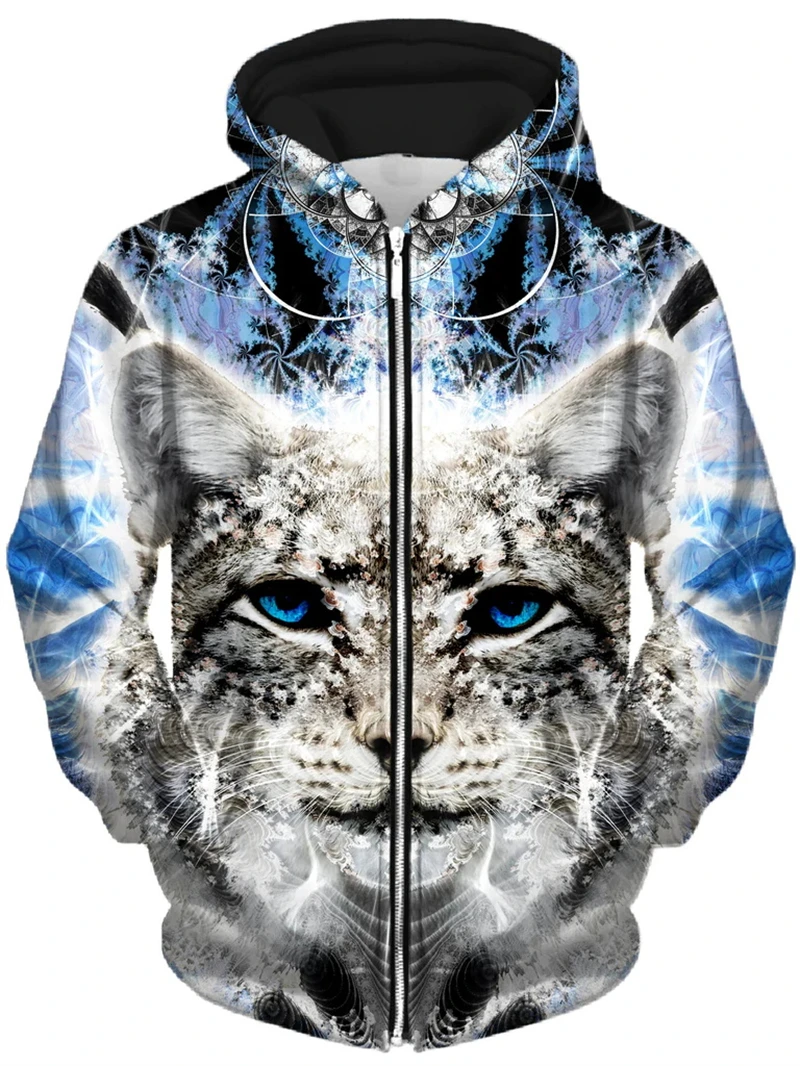 

Крутые толстовки на молнии с рисунком животных, мужские толстовки на молнии с 3D принтом в стиле хип-поп, повседневное пальто, свободная модная спортивная одежда на открытом воздухе, пальто