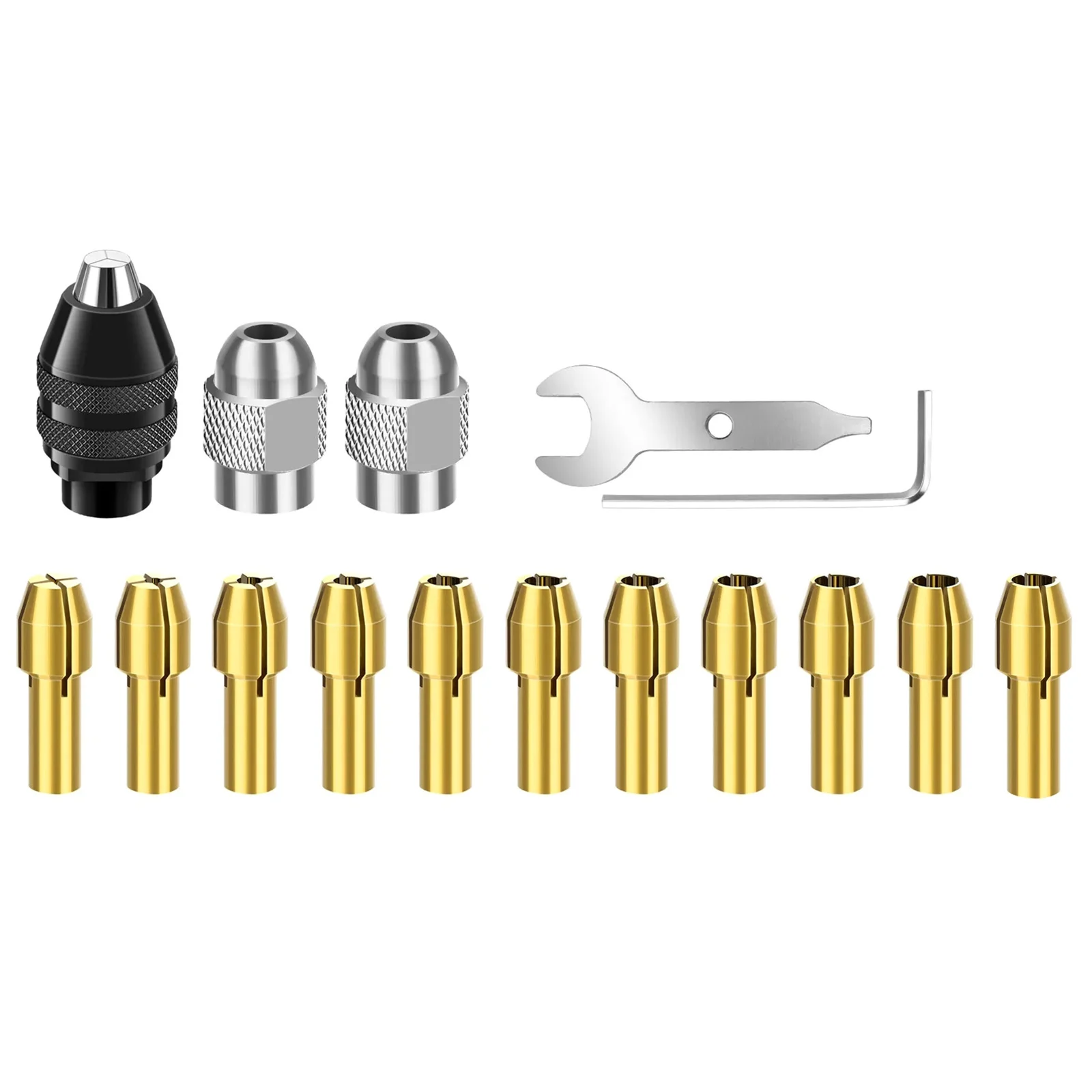 For Dremel 4486 Keyless Chuck Collet Set 11Pcs Brass Metal Nut 1/32-1/8