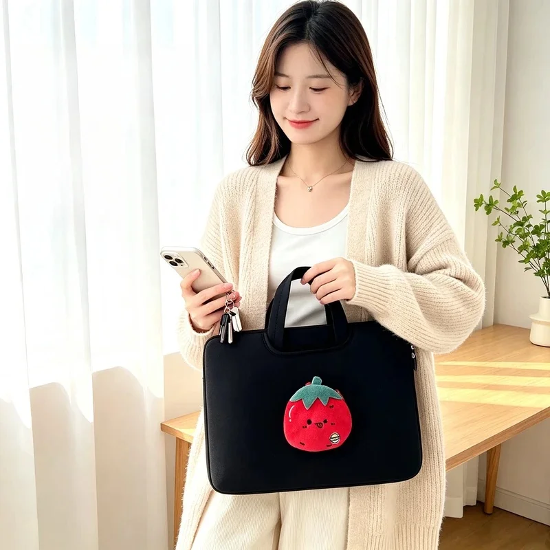 Cute Cartoon Tomato Laptop Handbag 13 14 15 15.6 16 Inch Shockproof Notebook Protective Bag Portable Computer Carry Pouch Case