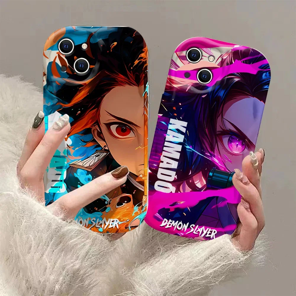 Cool 2024 Anime Demon Slayer 3D Wave Case For OPPO Realme 12 11 10 9 8 7 7i 6 5 Pro Plus C67 C55 C31 C35 C11 C12 C15 C20 C21Y