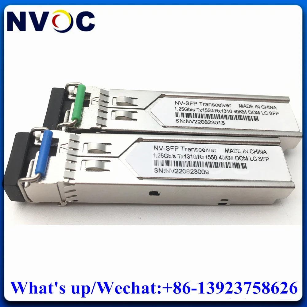 

20KM 40KM 60KM 1.25G BiDi SFP Module 1000Base 1310/1550nm SC/LC Connector WDM Singlemode Simplex Single Fiber Optic Transceiver